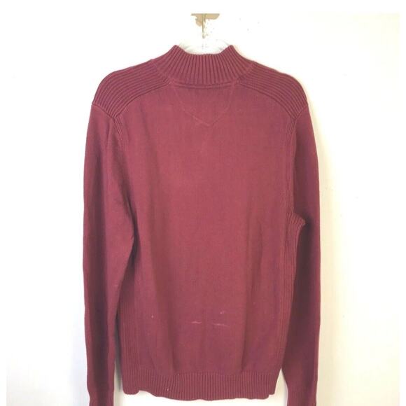 Eddie Bauer Quarter Zip Pullover Sweater Men's Medium Burgundy 100% Cotton - Picture 5 of 8